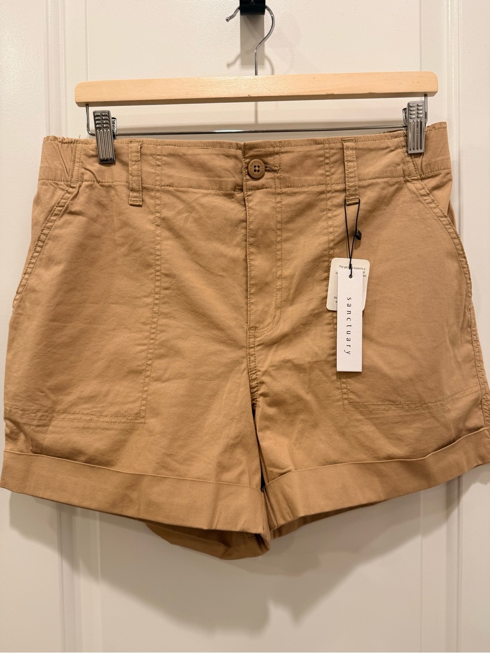 Sanctuary Tan High-Rise Utility Shorts